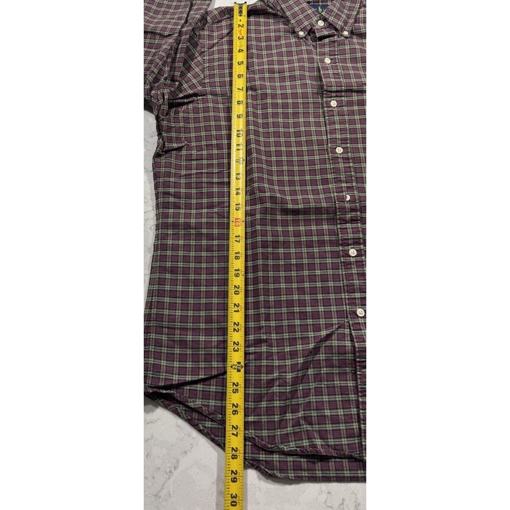 Ralph Lauren Shirt Mens Large Burgundy Olive Plaid Cotton Button Down Preppy - Picture 7 of 8